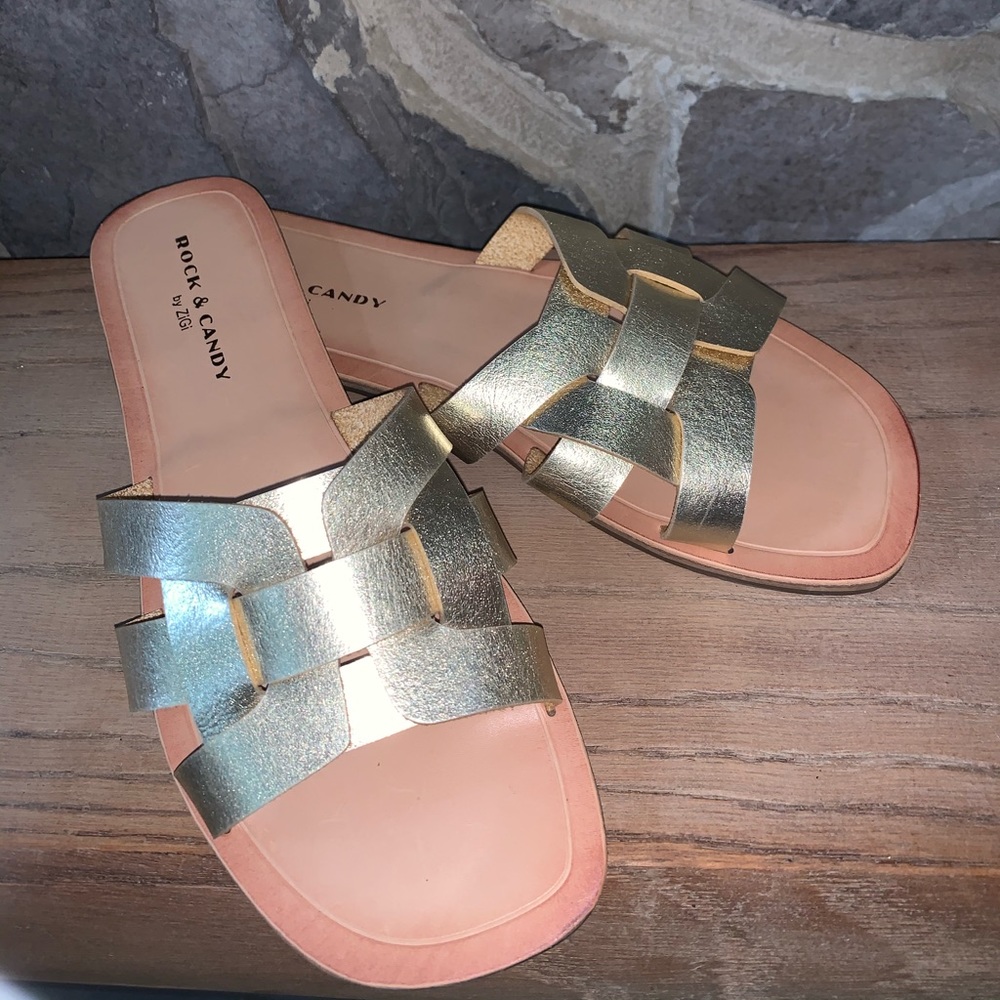 Rock & Candy Dhira Woven Slide Sandals, Size 7